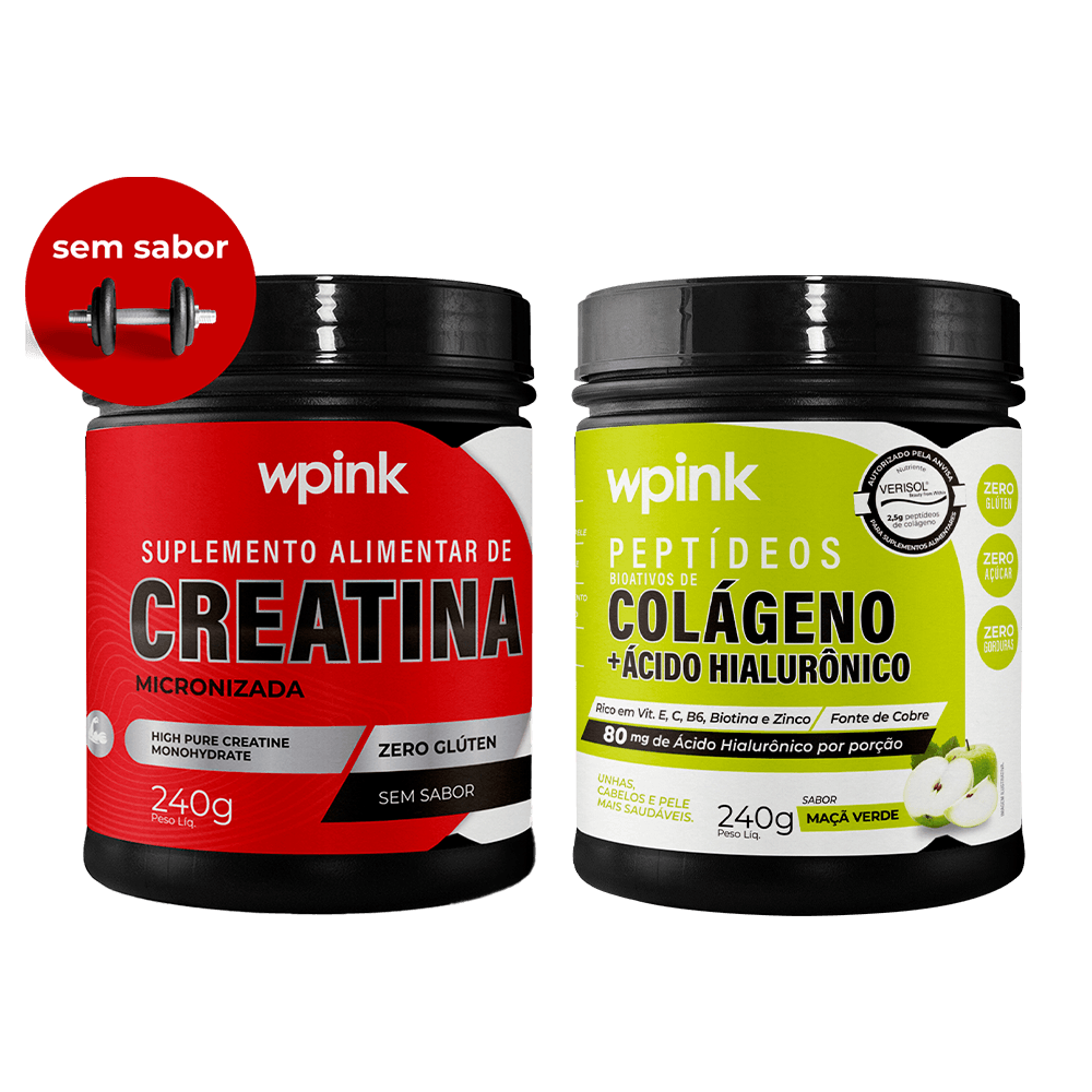 creatina sem sabor 240g + colágeno de maçã verde - 240g - wp