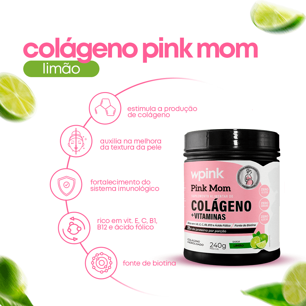 colágeno pink mom de limão - 240g - wp - foto 2