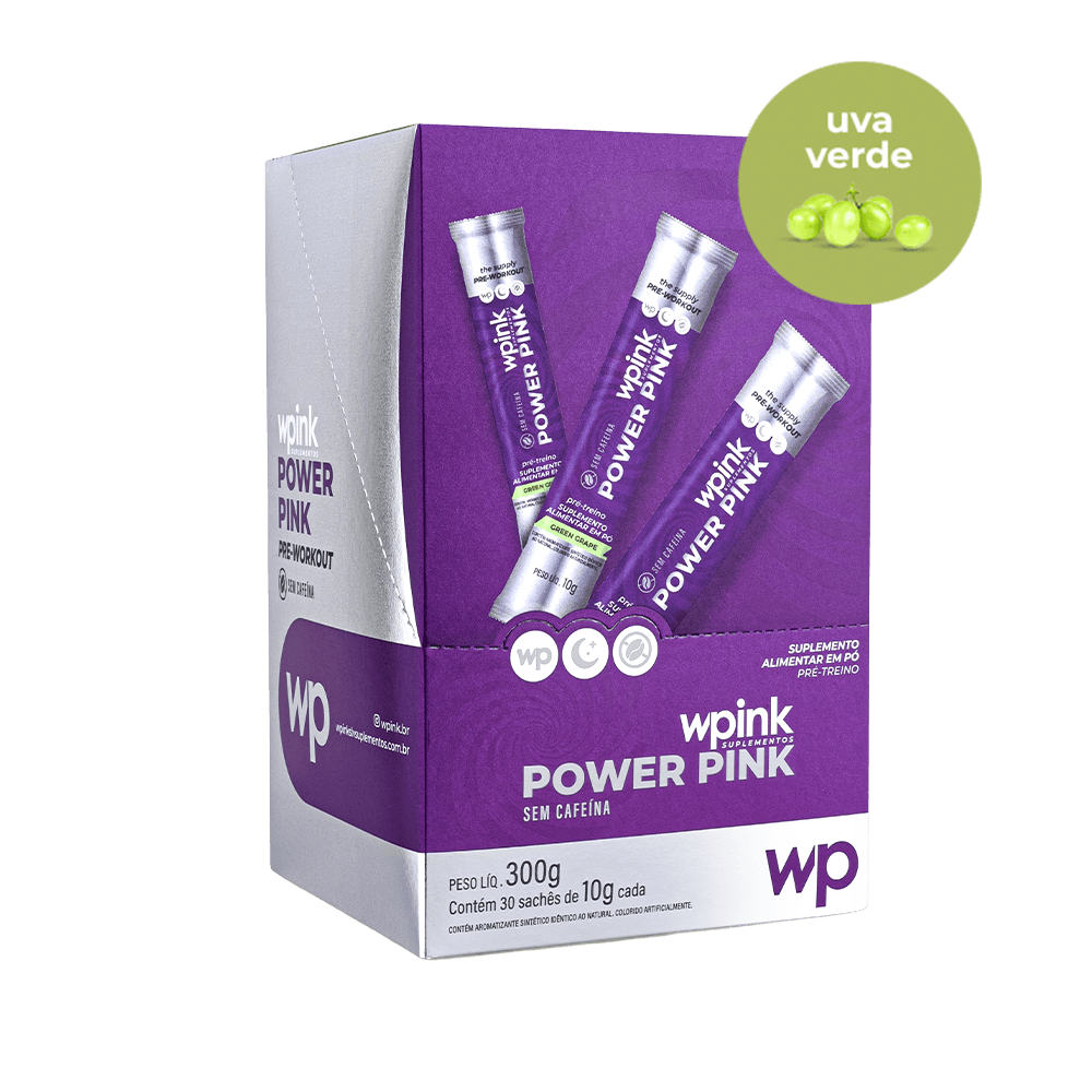 power pink sem cafeína de uva verde - pré-treino - 300g - wp