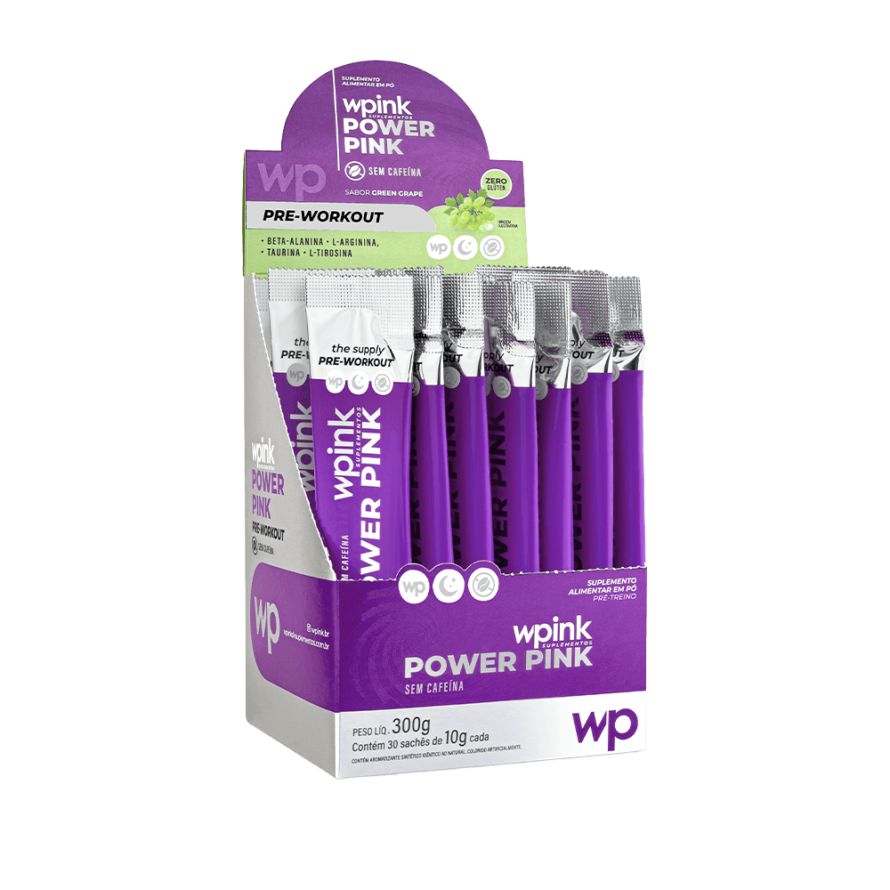 power pink sem cafeína de uva verde - pré-treino - 300g - wp - foto 6