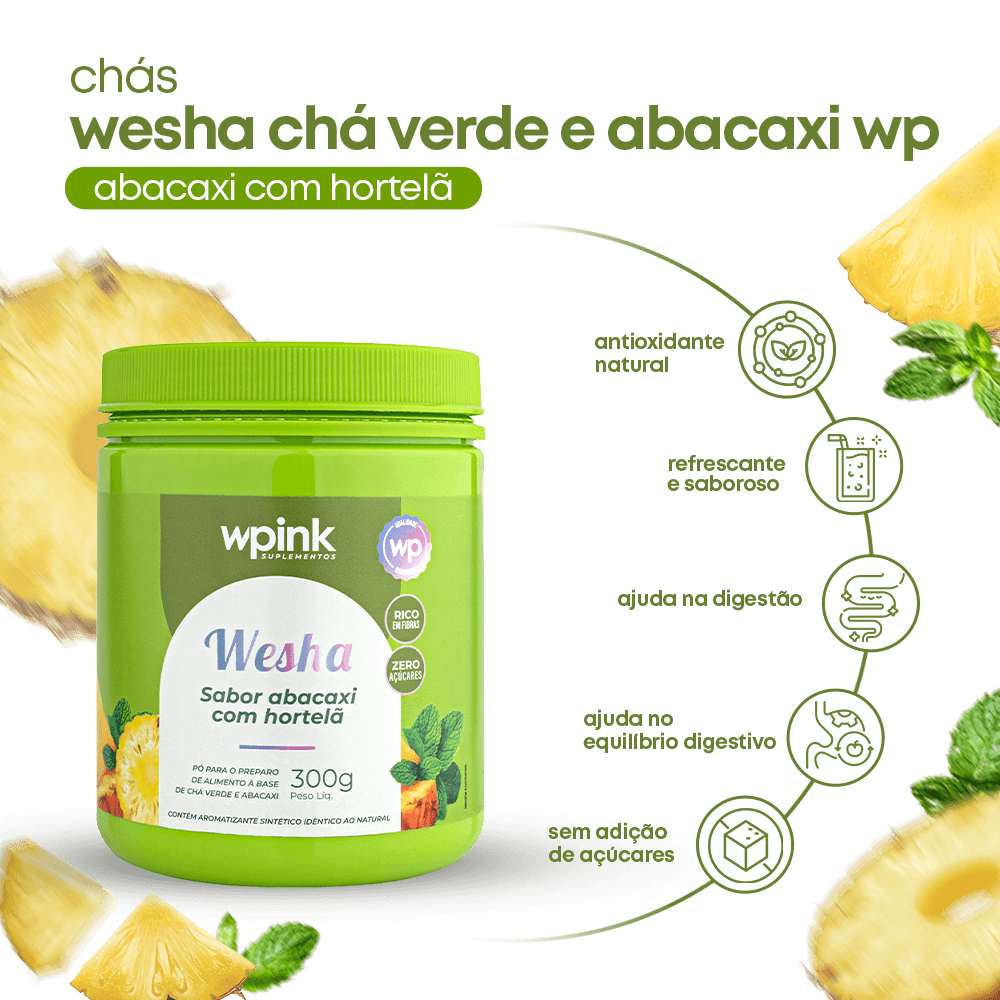 wesha chá verde e abacaxi - 300g - wp - foto 2