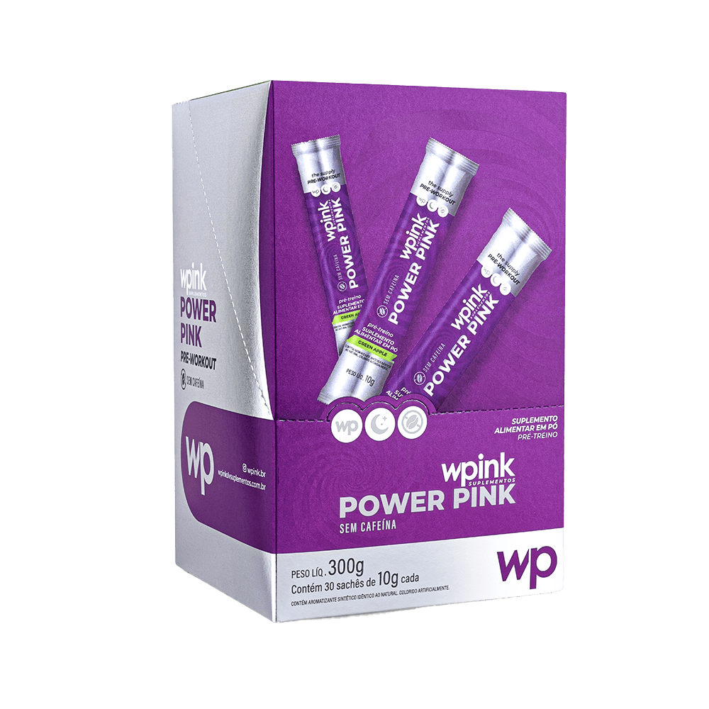 power pink sem cafeína de maçã verde - pré-treino - 300g - wp - foto 4