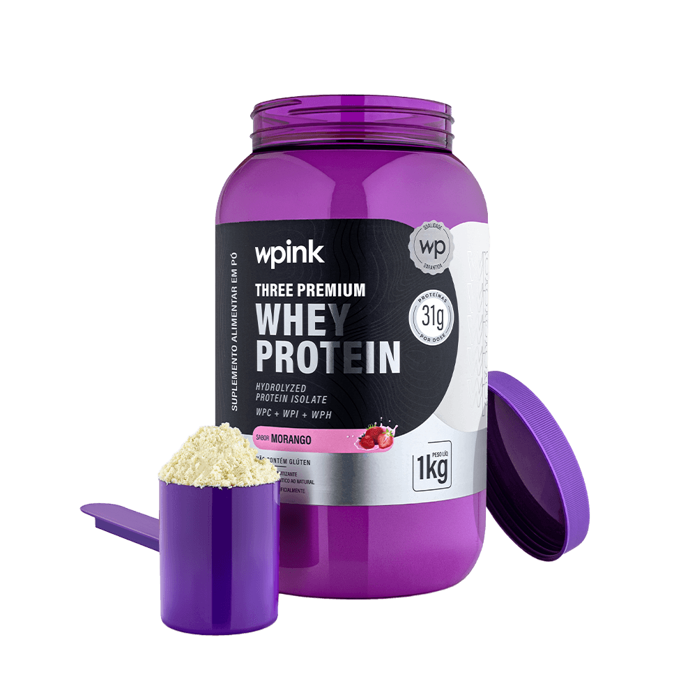 three premium whey protein morango 3w - (1kg) - wp - foto 4