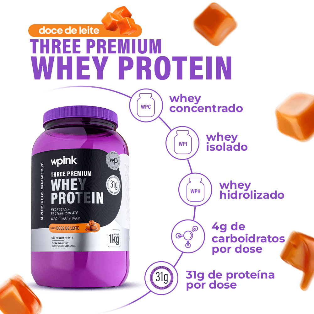 three premium whey protein doce de leite 3w - (1kg) - wp - foto 2