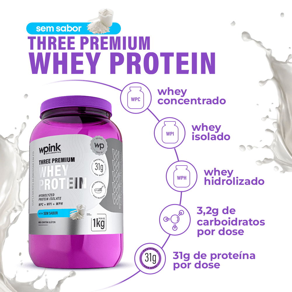 three premium whey protein sem sabor - (1kg) - wp - foto 2